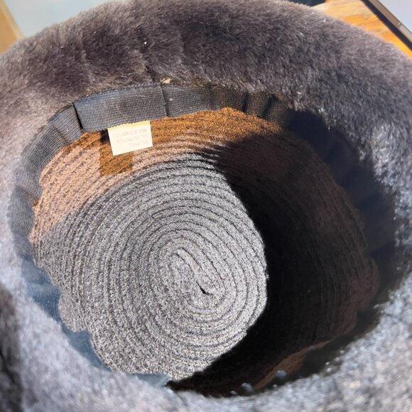 Vintage y2k 2000s Woven Faux Fur Bucket Hat Chocolate Brown OS - Picture 3 of 4